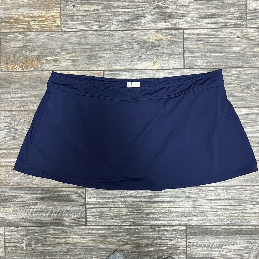 NWT Anne Cole Swimsuit Bikini Bottoms Skirt Plus Size 24W 24 Navy - Picture 11 of 12